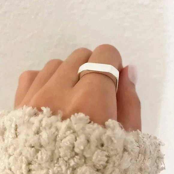 925 Sterling Silver Bar Ring Minimalist Dainty Bar Ring Brushed Silver Ring - Picture 9 of 9